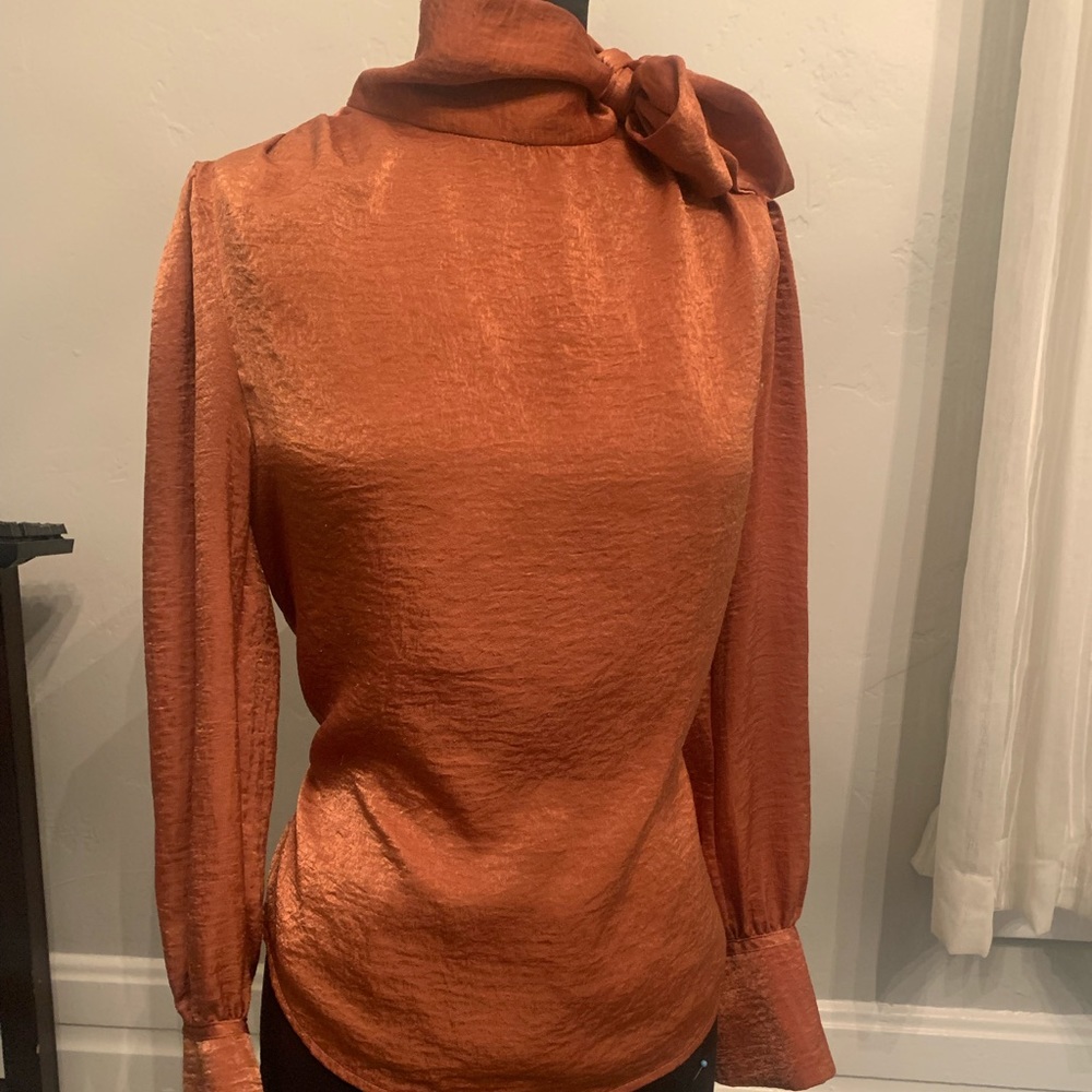 Neck tie autumn blouse